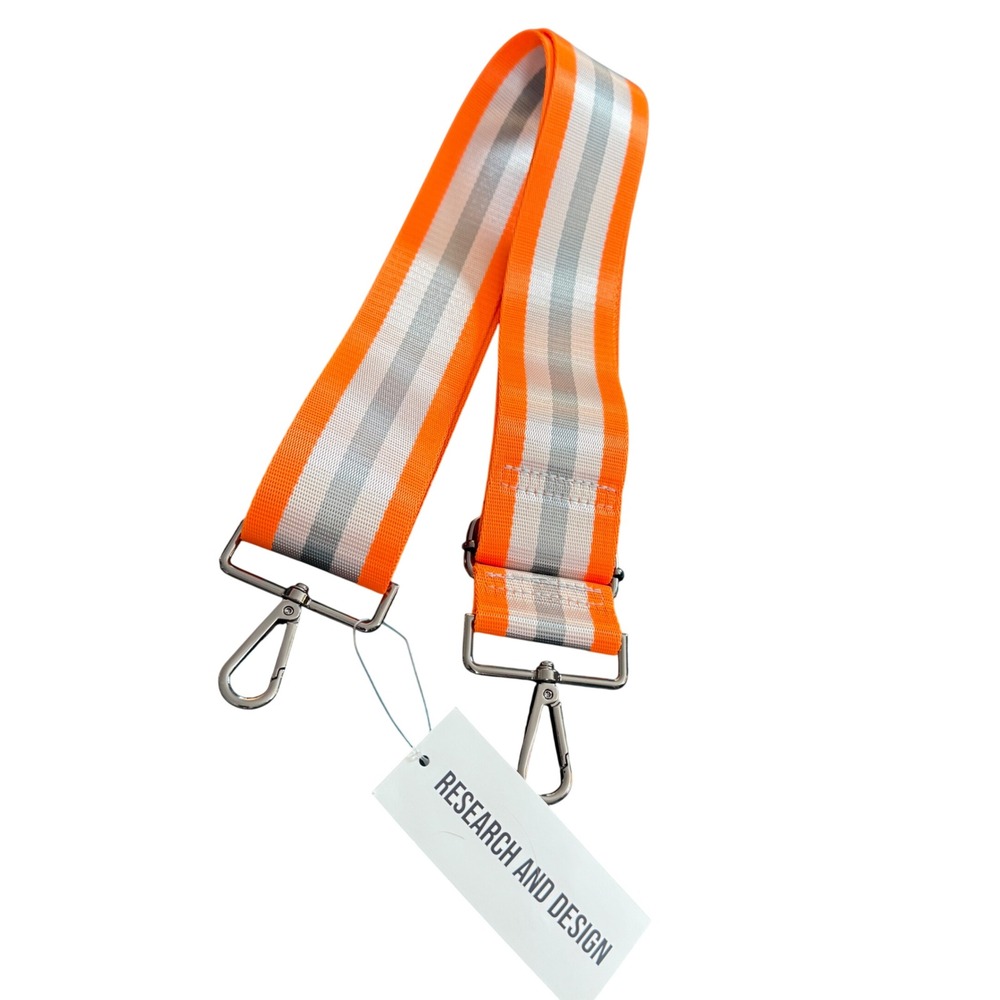 Research and Design Orange Striped Adjustable Bag Strap Gunmetal‎ Hardware 0855
